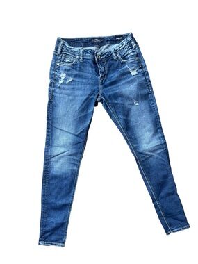 Vtg Silver Jeans Womens 27/29 Girlfriend Denim Pants Distressed